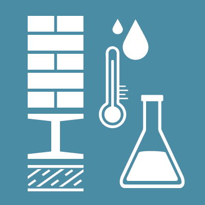 Illustration eines Thermometers neben einem Kolben und Wassertropfen
