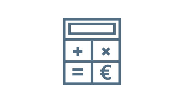 Stilisierung der betrieblichen Altersvorsorge in Form eines illustrierten Taschenrechners mit Euro Symbol